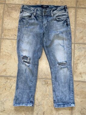 Silver Jeans SAM Mid Rise Relaxed Fit Boyfriend Crop Jeans